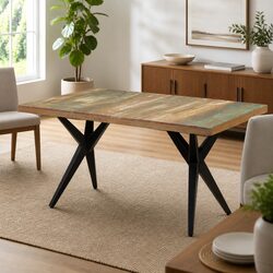 Solid Reclaimed Wood Dining Table 160x80x76 cm Black