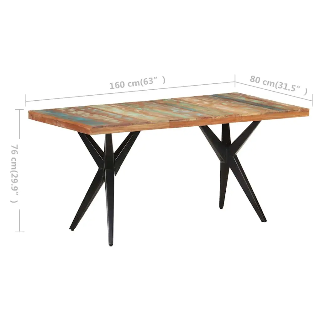 Solid Reclaimed Wood Dining Table 160x80x76 cm Black
