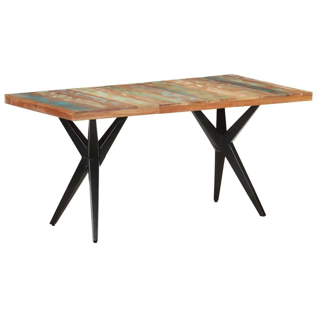 Solid Reclaimed Wood Dining Table 160x80x76 cm Black