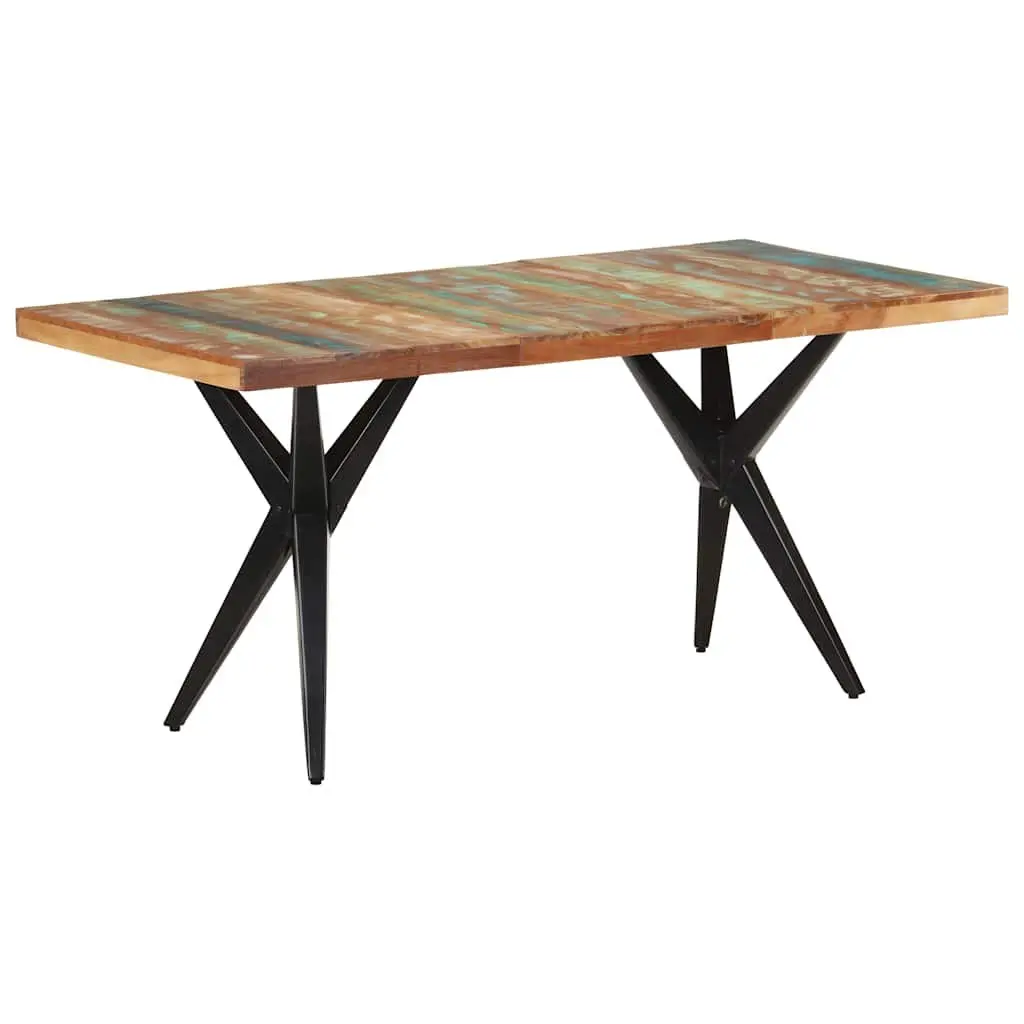 Solid Reclaimed Wood Dining Table 160x80x76 cm Black