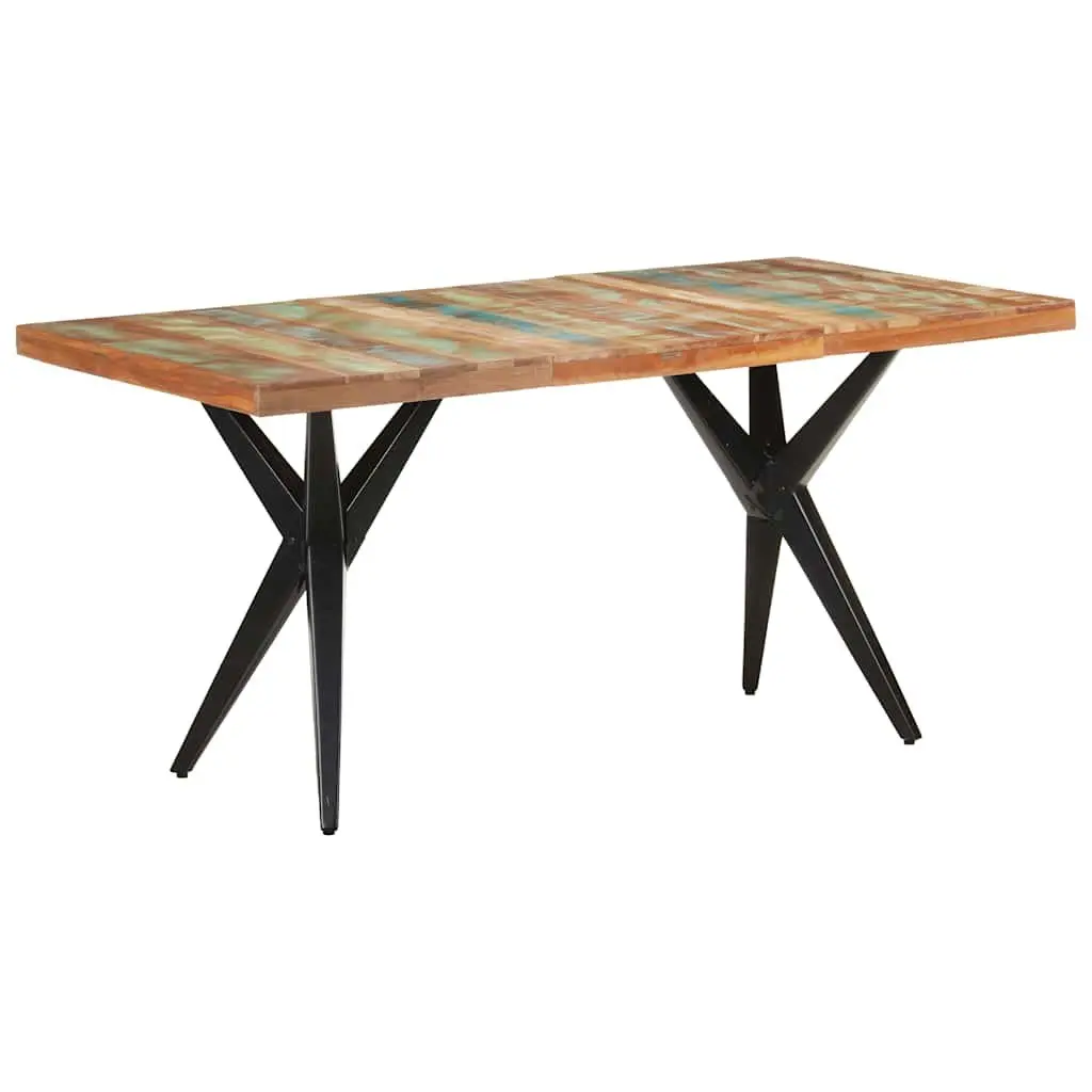 Solid Reclaimed Wood Dining Table 160x80x76 cm Black