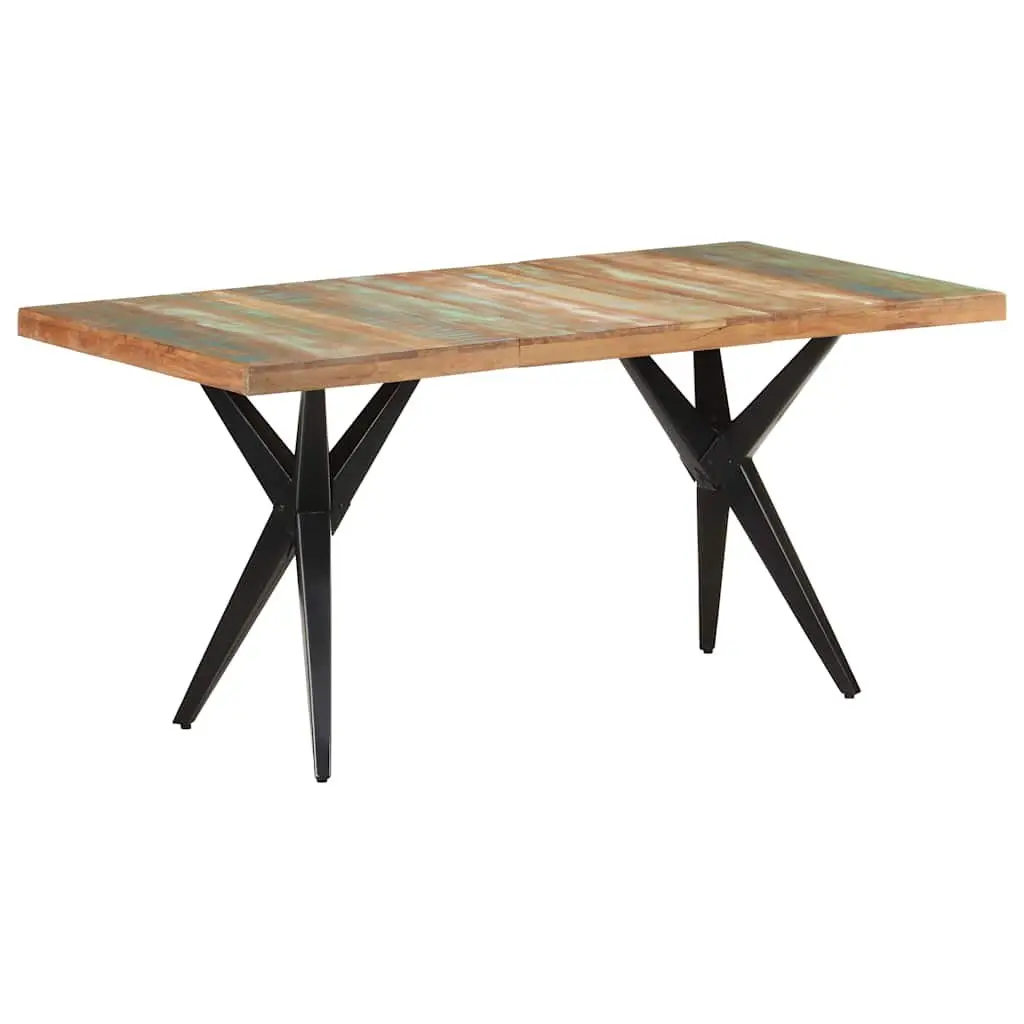 Solid Reclaimed Wood Dining Table 160x80x76 cm Black