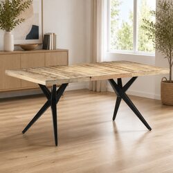 Mango Wood Dining Table for Cozy Gatherings 180x90x76 cm