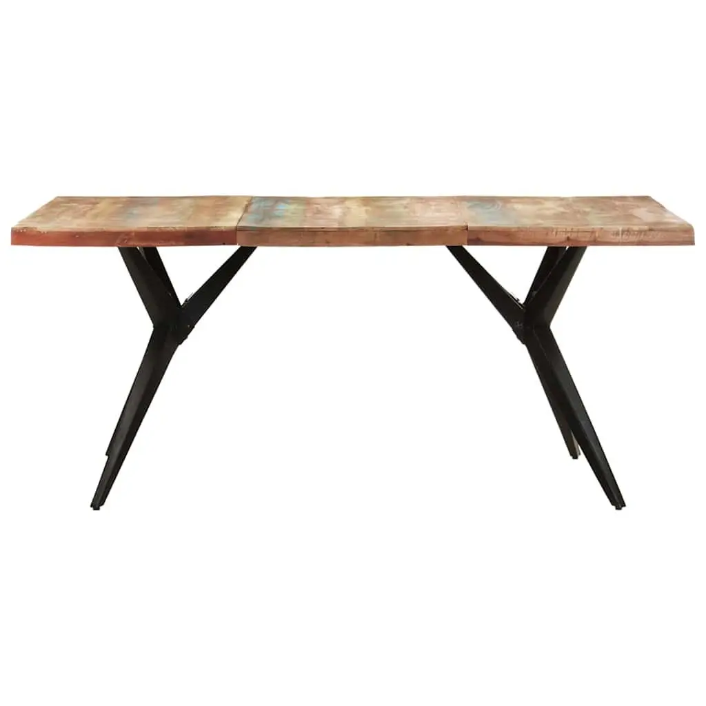 Dining Table 180x90x76cm Solid Reclaimed Wood Kitchen Furniture Black Steel Legs