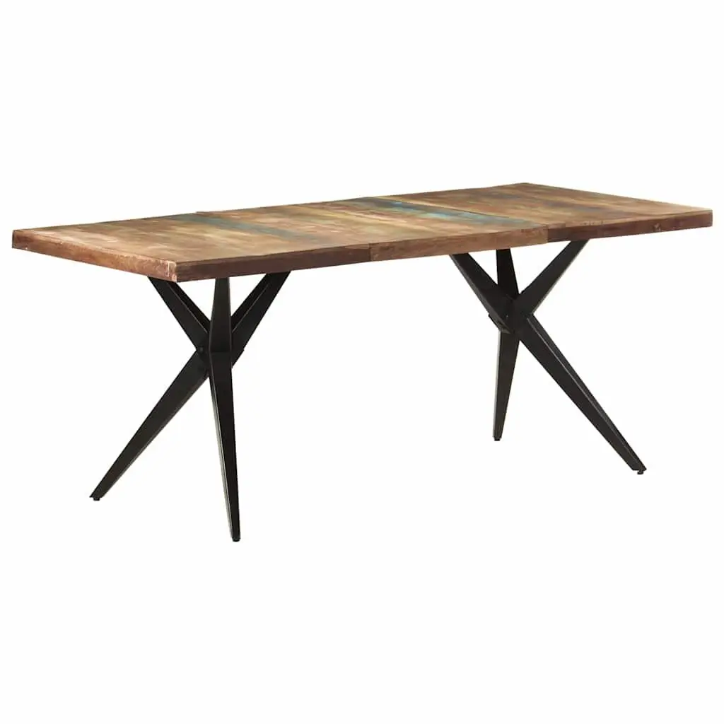 Dining Table 180x90x76cm Solid Reclaimed Wood Kitchen Furniture Black Steel Legs