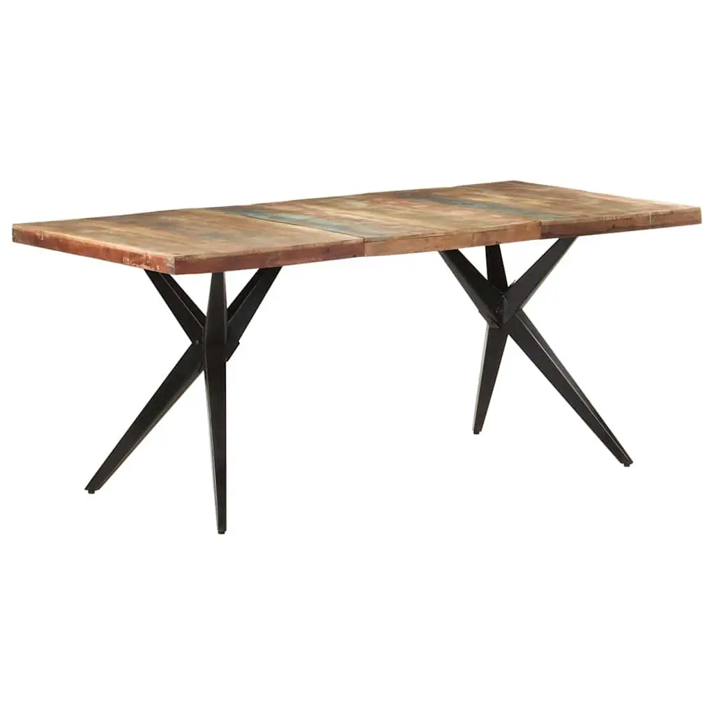Dining Table 180x90x76cm Solid Reclaimed Wood Kitchen Furniture Black Steel Legs