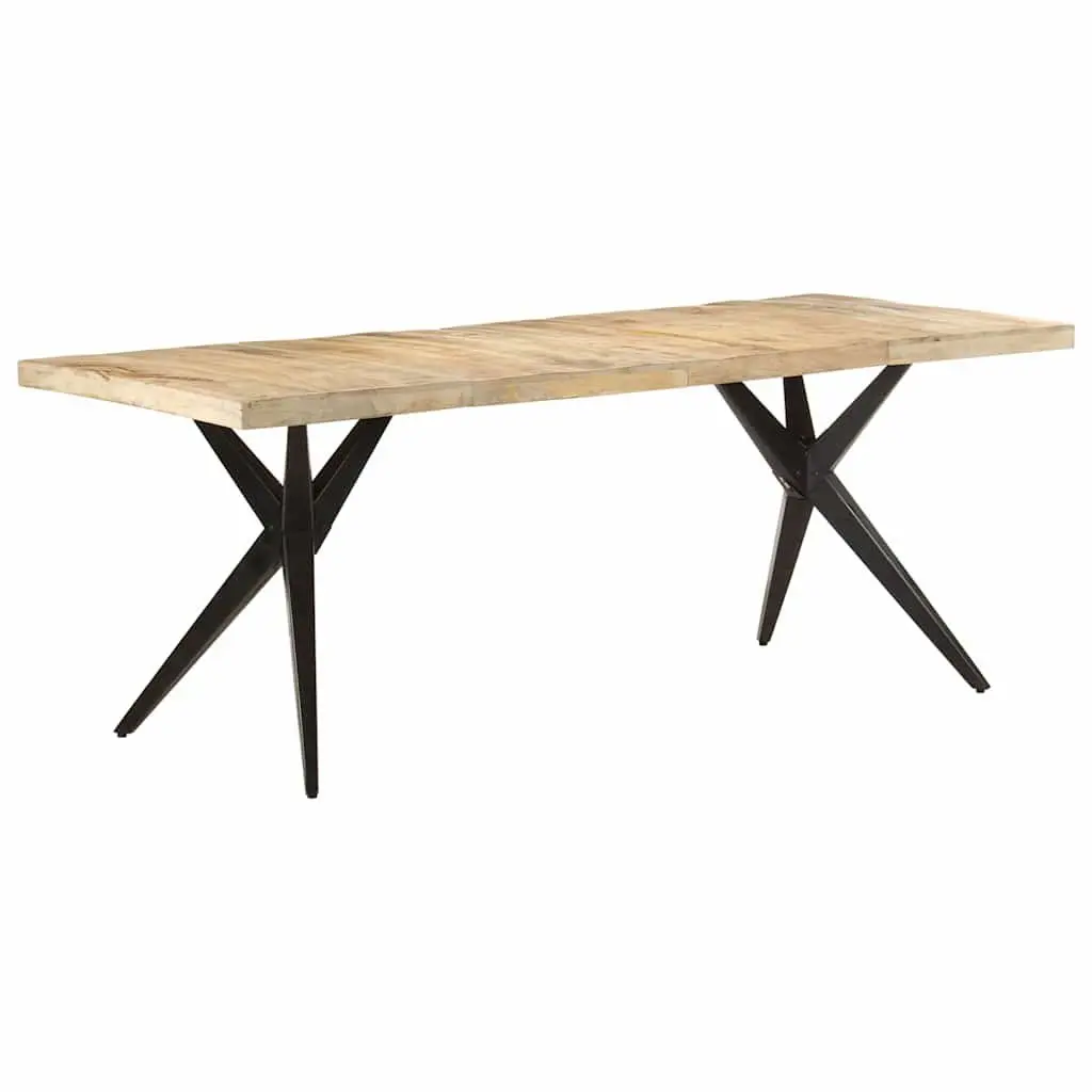 Dining Table Rough Mango Wood with Steel Frame 200x90x76cm for Kitchen and Dining Room