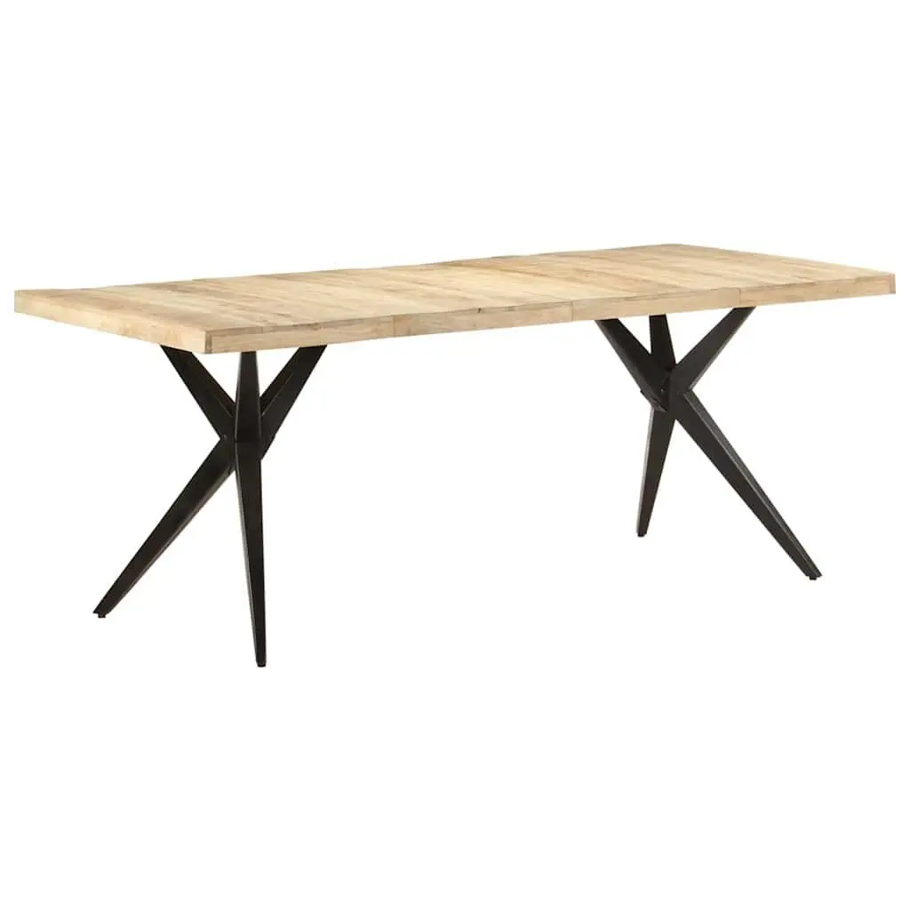 Dining Table Rough Mango Wood with Steel Frame 200x90x76cm for Kitchen and Dining Room