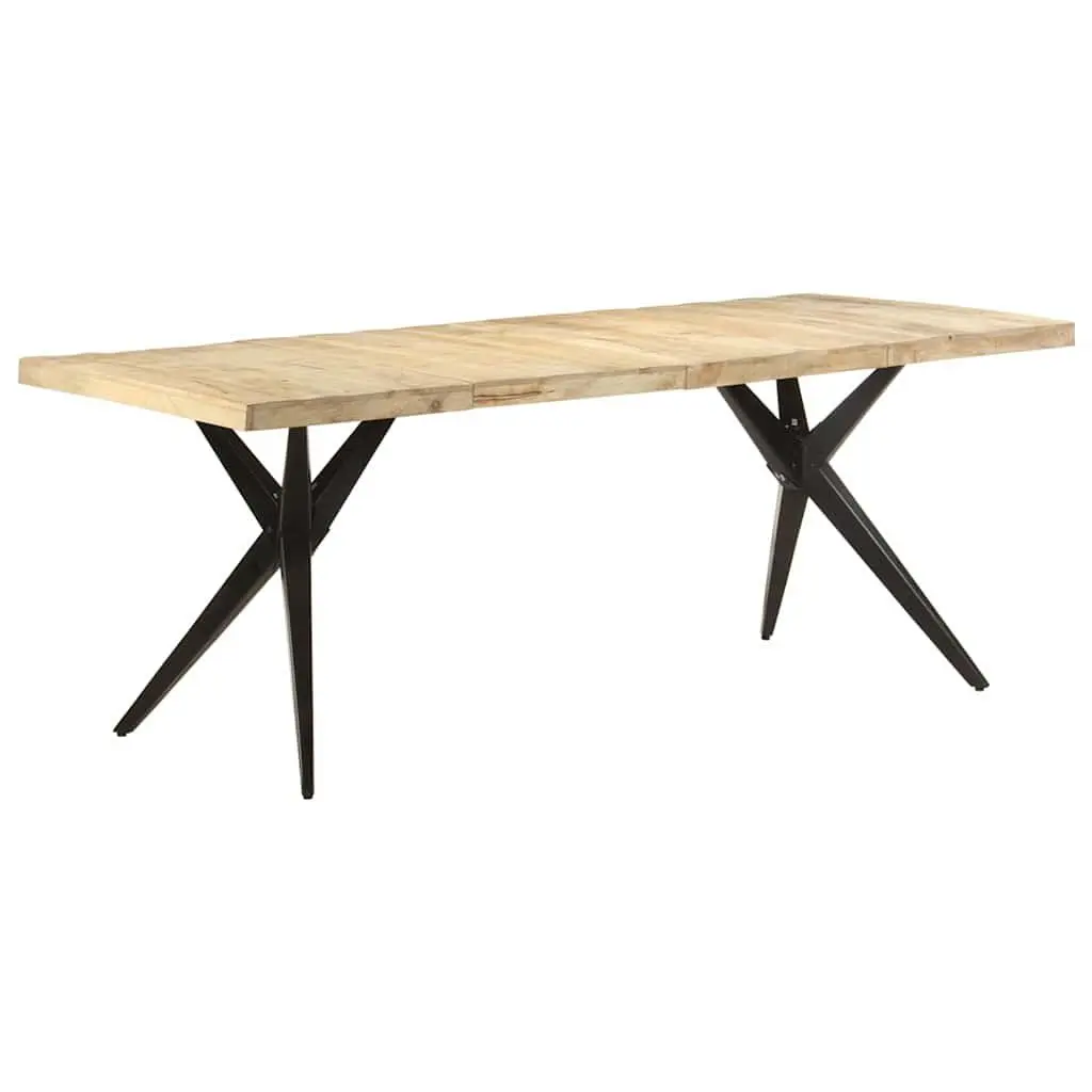 Dining Table Rough Mango Wood with Steel Frame 200x90x76cm for Kitchen and Dining Room