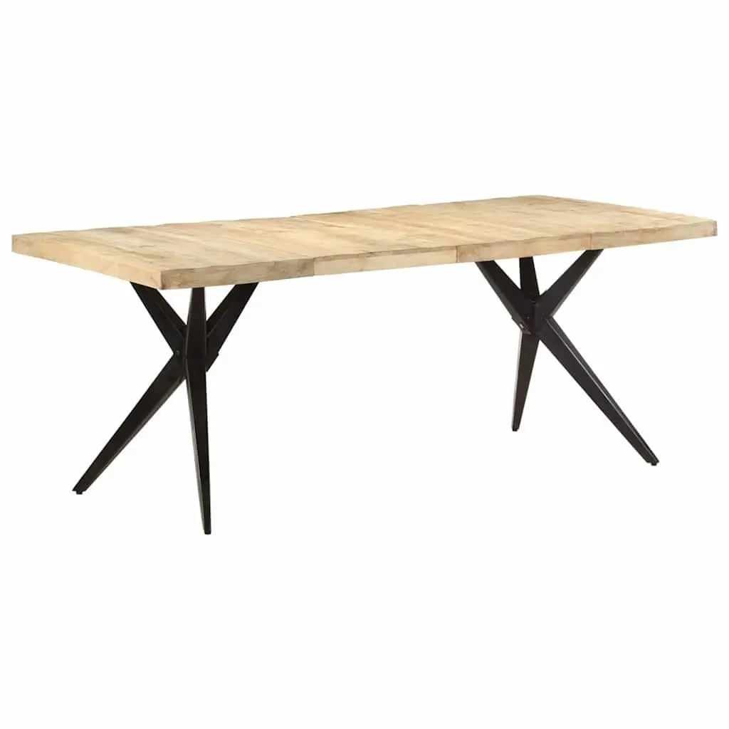 Dining Table Rough Mango Wood with Steel Frame 200x90x76cm for Kitchen and Dining Room