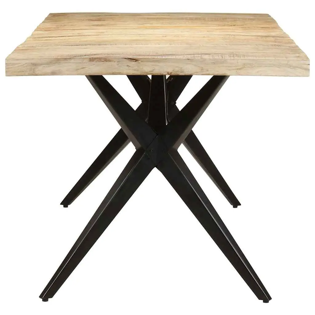 Dining Table Rough Mango Wood with Steel Frame 200x90x76cm for Kitchen and Dining Room