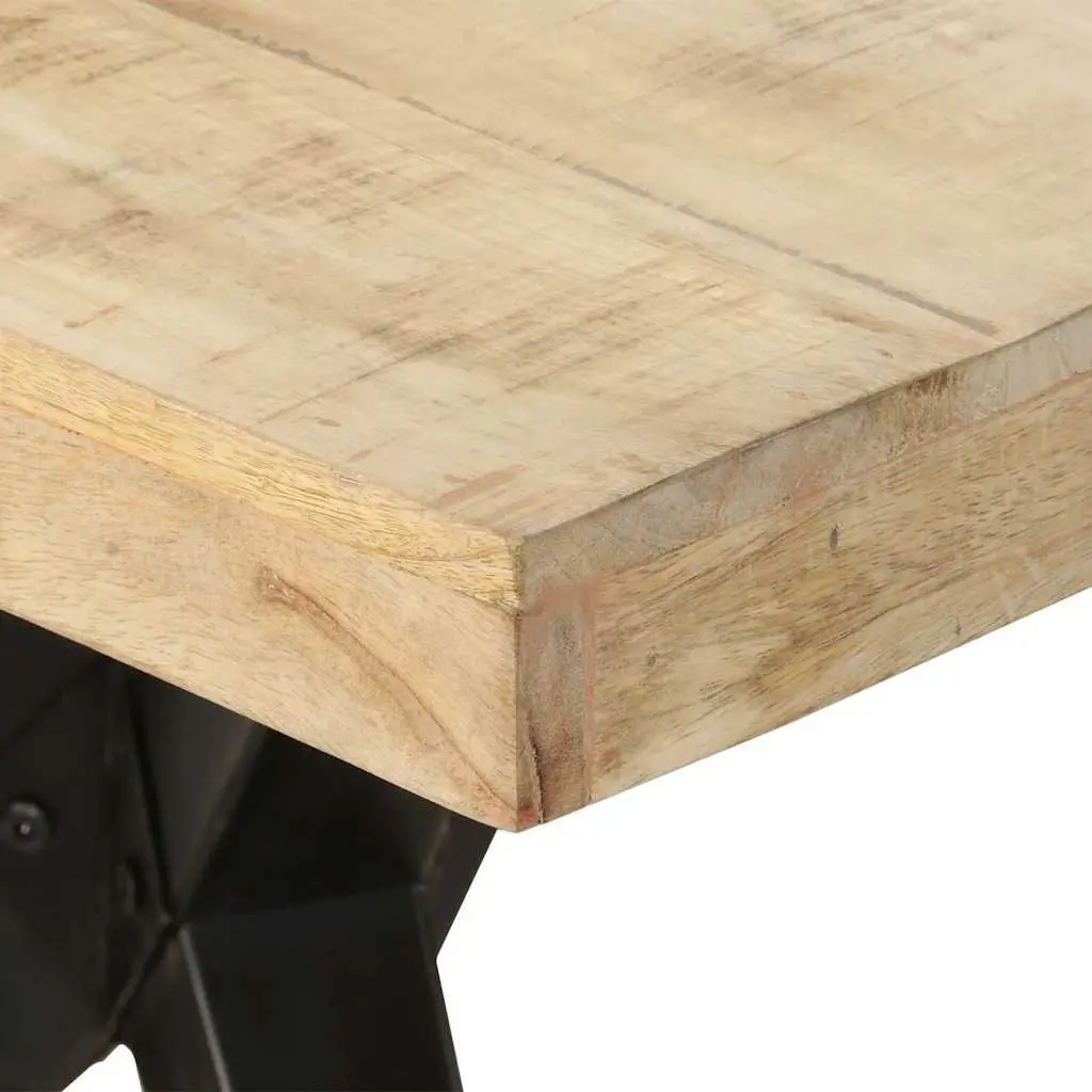 Dining Table Rough Mango Wood with Steel Frame 200x90x76cm for Kitchen and Dining Room