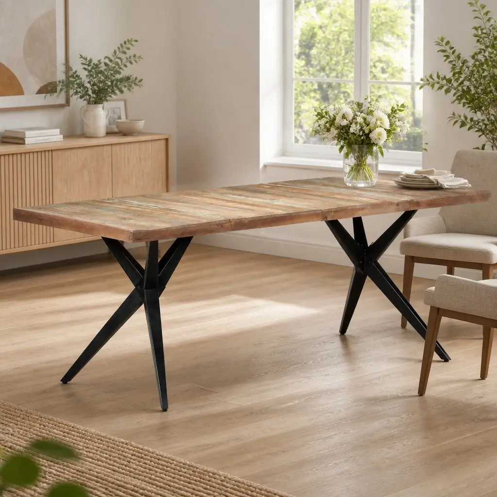 Dining Table White 200x90x76cm Solid Reclaimed Wood