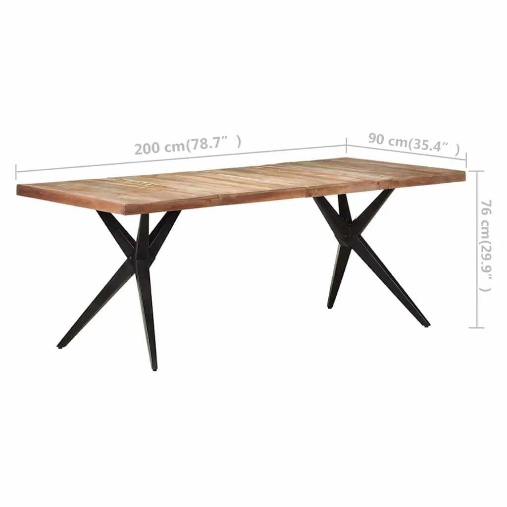 Dining Table White 200x90x76cm Solid Reclaimed Wood