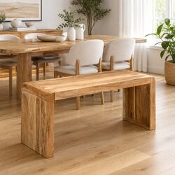 Solid Acacia Wood Dining Bench for Entryway or Kitchen
