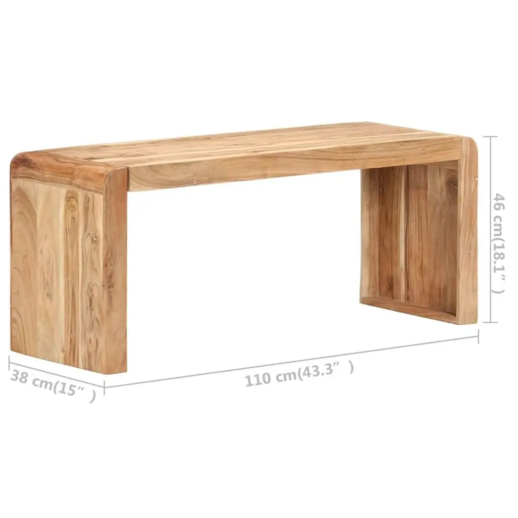 Solid Acacia Wood Dining Bench for Entryway or Kitchen