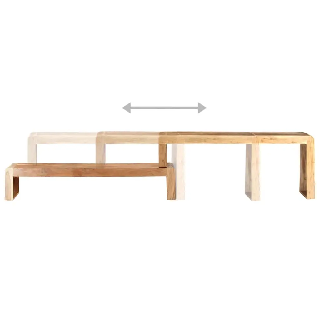 2 Piece TV Stand Industrial Style Solid Acacia Wood Lowboard Living Room Storage Unit