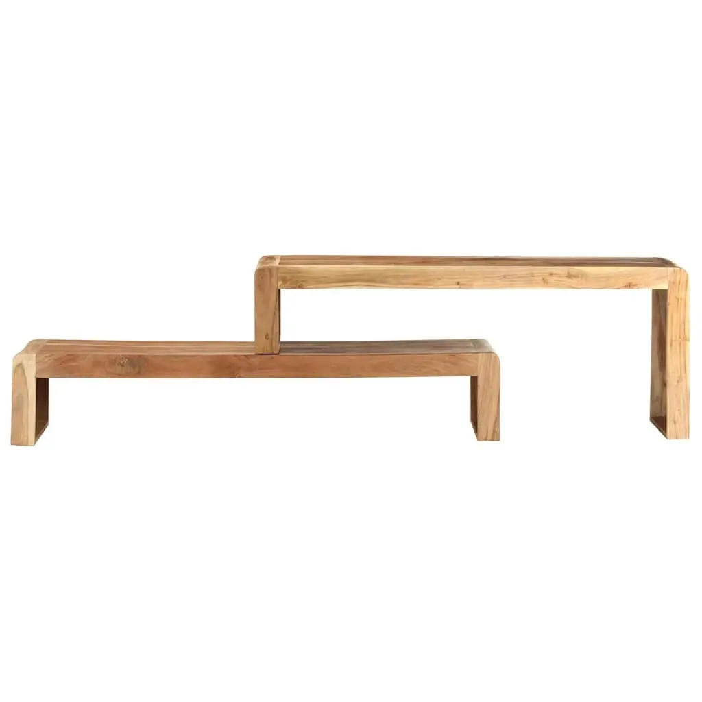 2 Piece TV Stand Industrial Style Solid Acacia Wood Lowboard Living Room Storage Unit