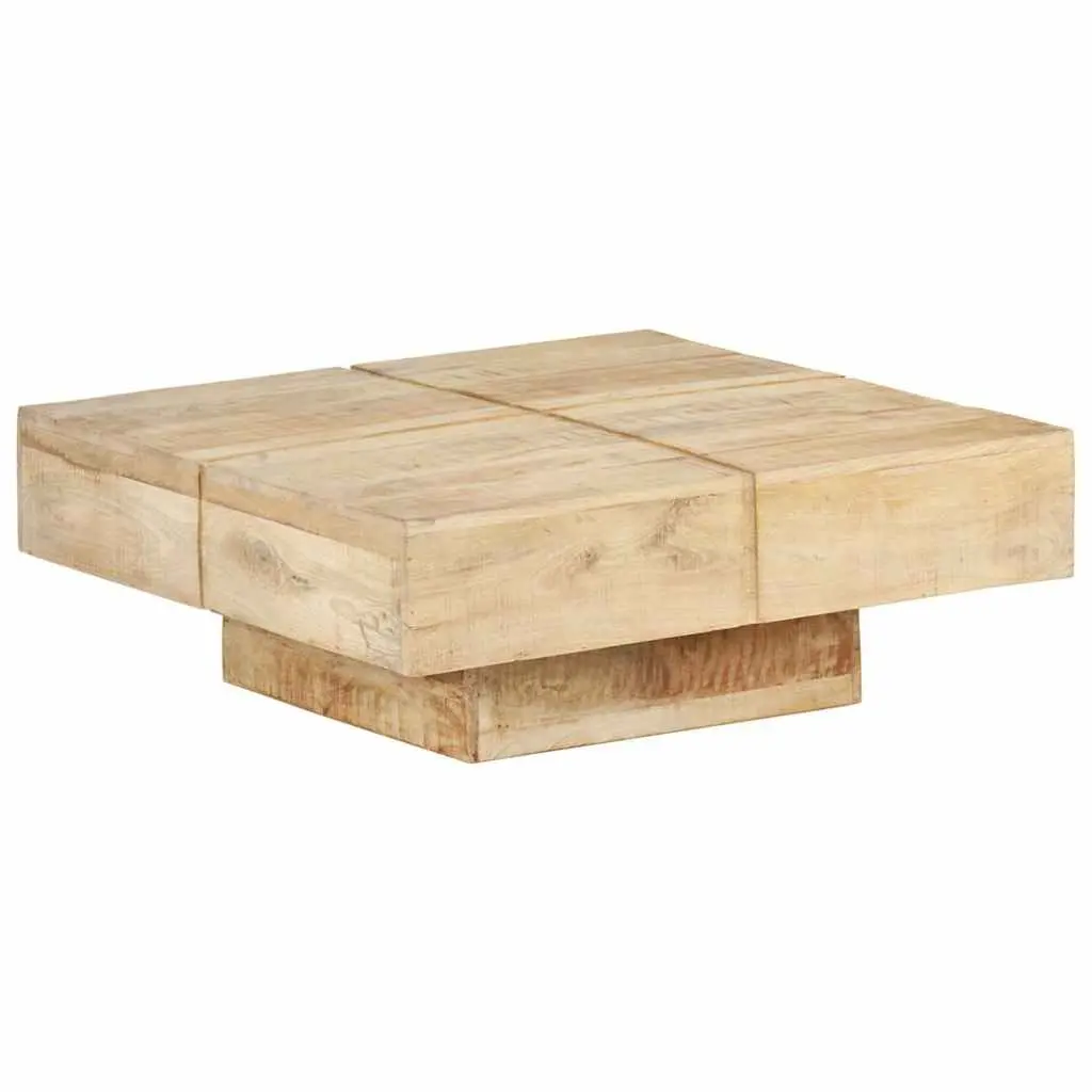 Solid Mango Wood Coffee Table 80x80x28 cm in Brown
