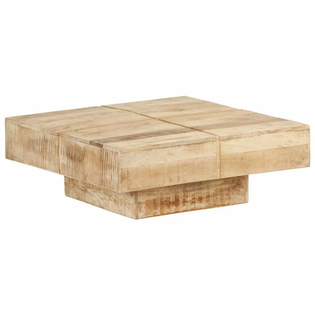Solid Mango Wood Coffee Table 80x80x28 cm in Brown