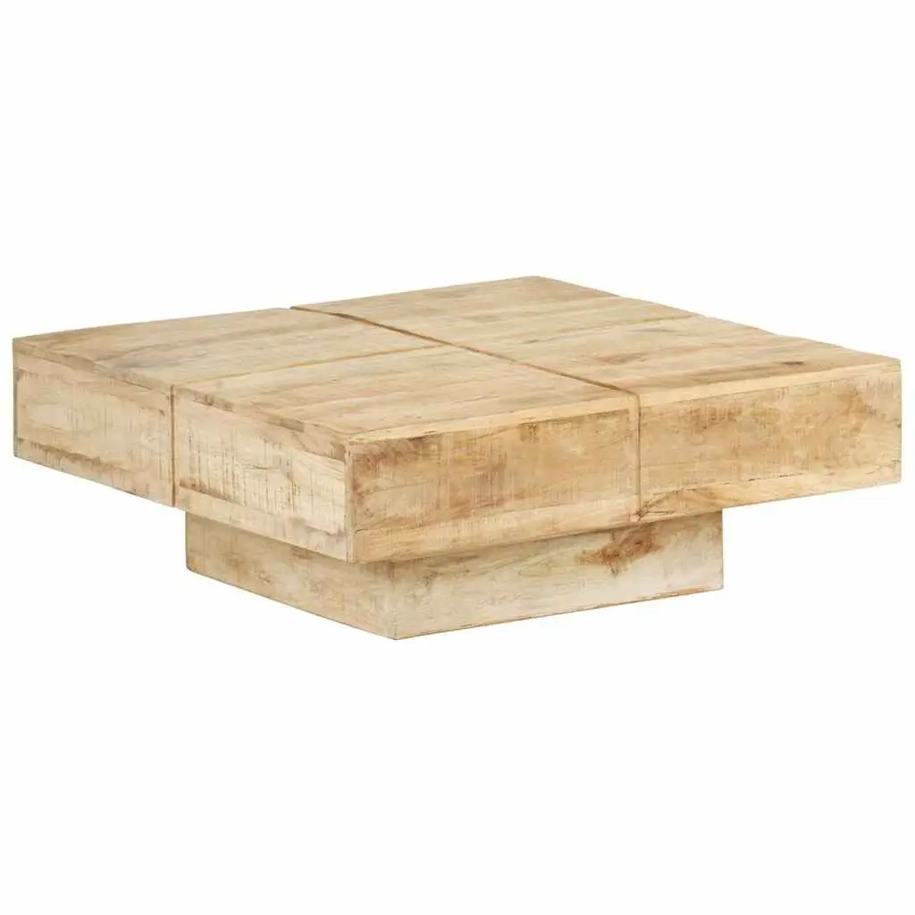 Solid Mango Wood Coffee Table 80x80x28 cm in Brown