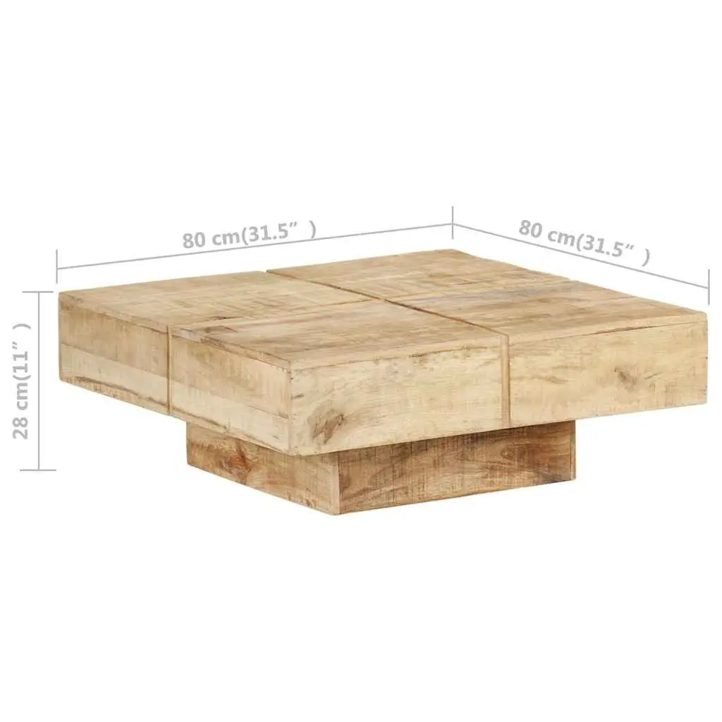 Solid Mango Wood Coffee Table 80x80x28 cm in Brown