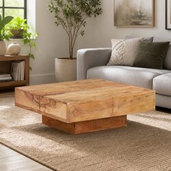 Solid Acacia Wood Coffee Table 80x80x28 cm Brown