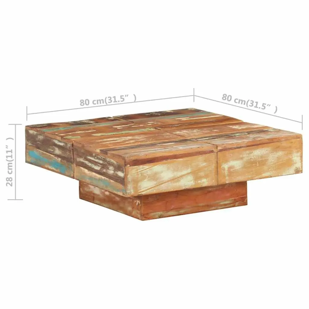 Solid Reclaimed Wood Coffee Table 80x80x28 cm in Brown