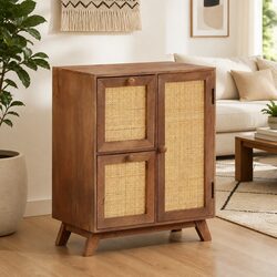 Rustic Solid Mango Wood Sideboard with Storage