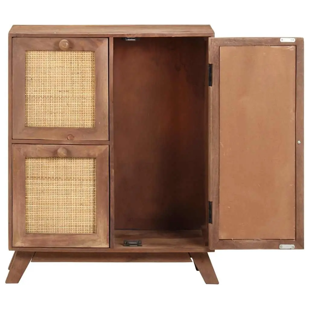 Solid Mango Wood Sideboard Brown Storage Cabinet with Drawers and Door