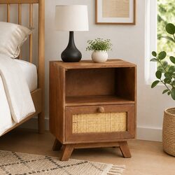 Rustic Solid Mango Wood Bedside Cabinet 40x30x50 cm
