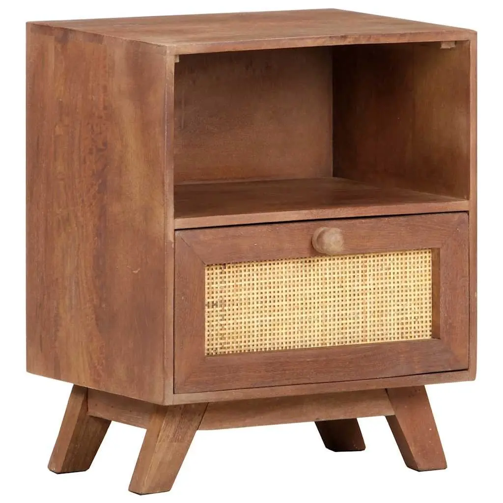 Bedside Cabinet 40x30x50 cm Solid Mango Wood Nightstand Drawer Shelf Brown