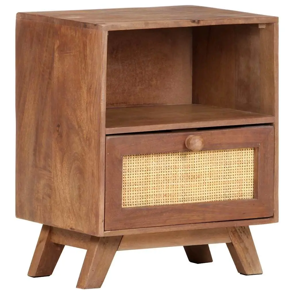 Bedside Cabinet 40x30x50 cm Solid Mango Wood Nightstand Drawer Shelf Brown