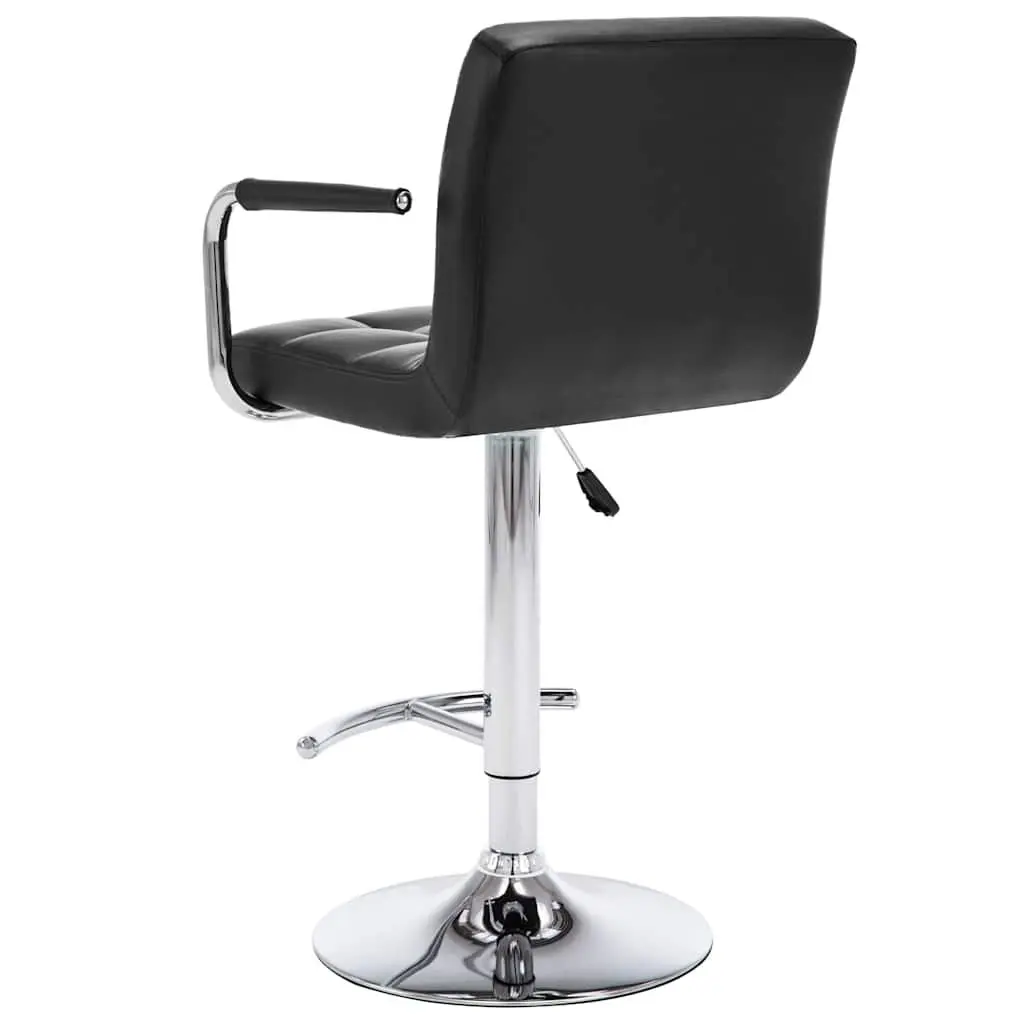 Set of 2 Black Faux Leather Bar Stools with Adjustable Height