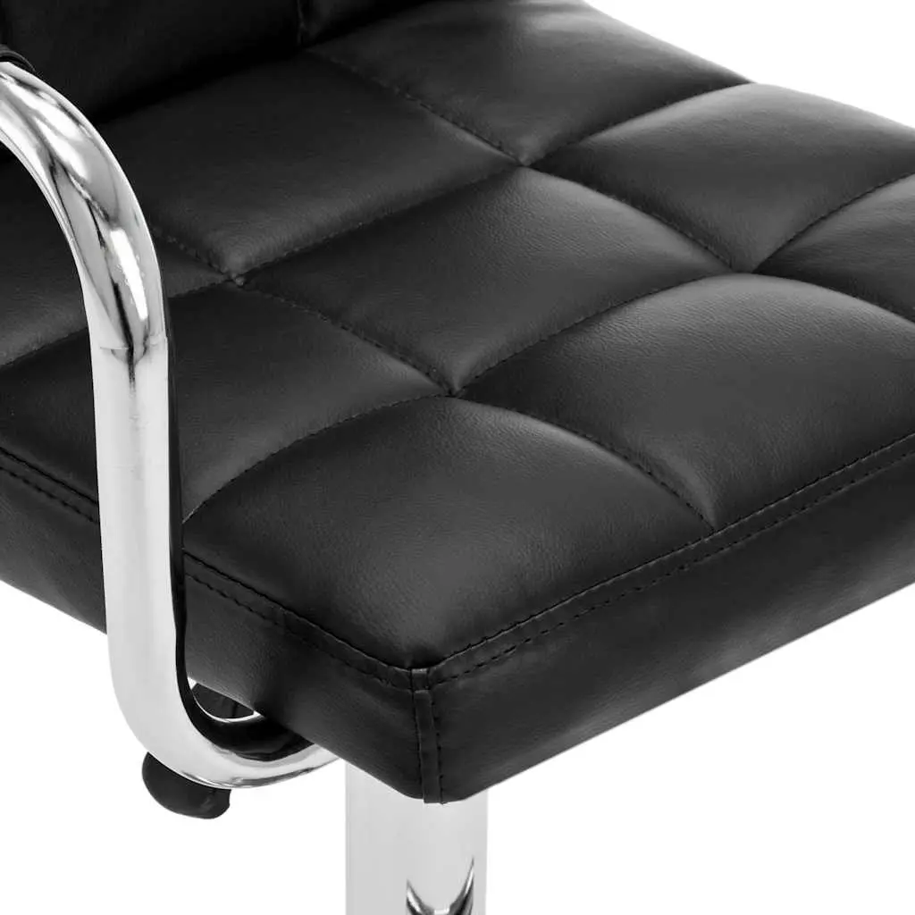 Set of 2 Black Faux Leather Bar Stools with Adjustable Height
