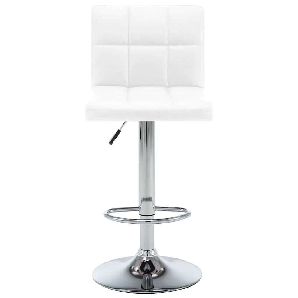 Bar Stools 2 pcs White Faux Leather Adjustable Height Gas Lift Chromed Steel