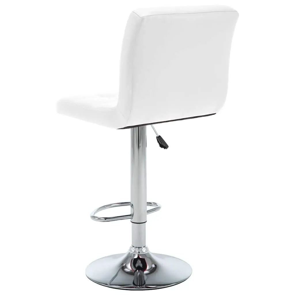 Bar Stools 2 pcs White Faux Leather Adjustable Height Gas Lift Chromed Steel