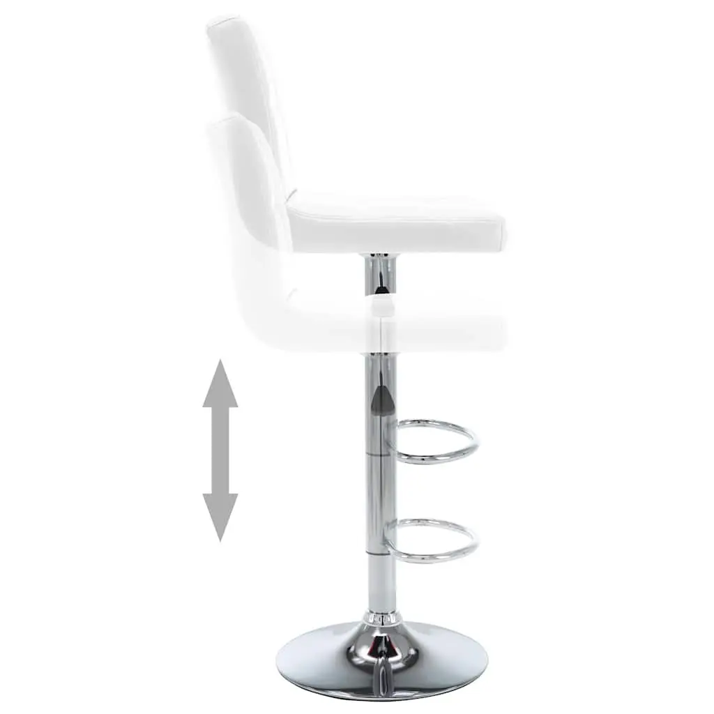 Bar Stools 2 pcs White Faux Leather Adjustable Height Gas Lift Chromed Steel