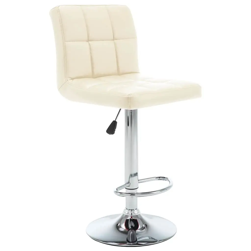 Cream Faux Leather Bar Stools Set of 2 with Footrest