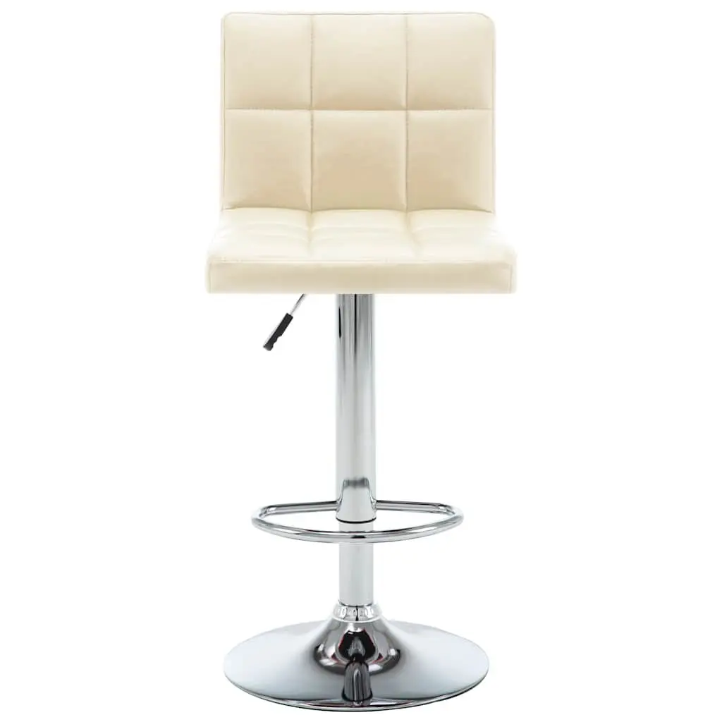 Cream Faux Leather Bar Stools Set of 2 with Footrest