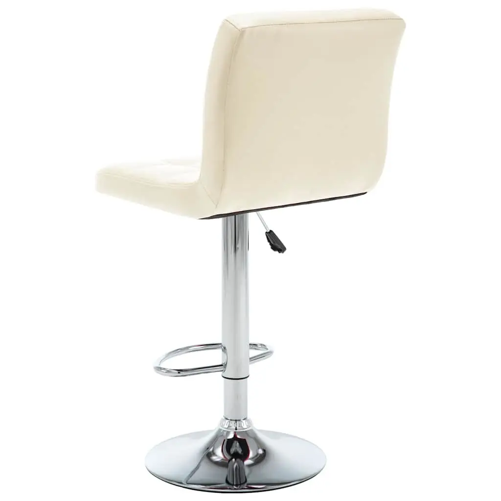 Cream Faux Leather Bar Stools Set of 2 with Footrest