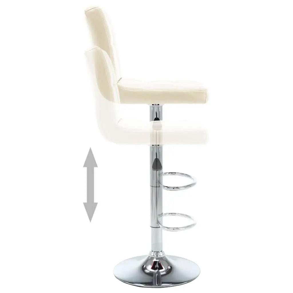 Cream Faux Leather Bar Stools Set of 2 with Footrest