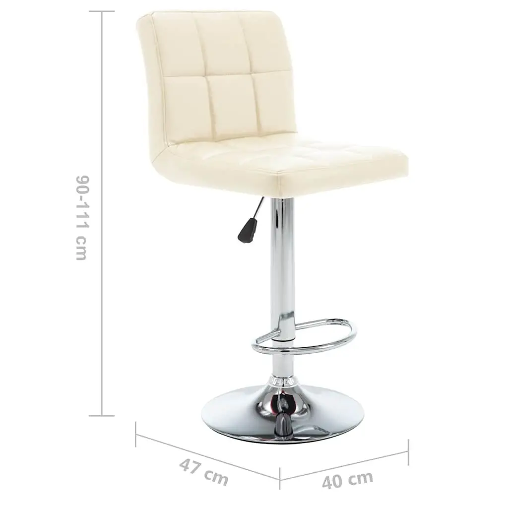 Cream Faux Leather Bar Stools Set of 2 with Footrest