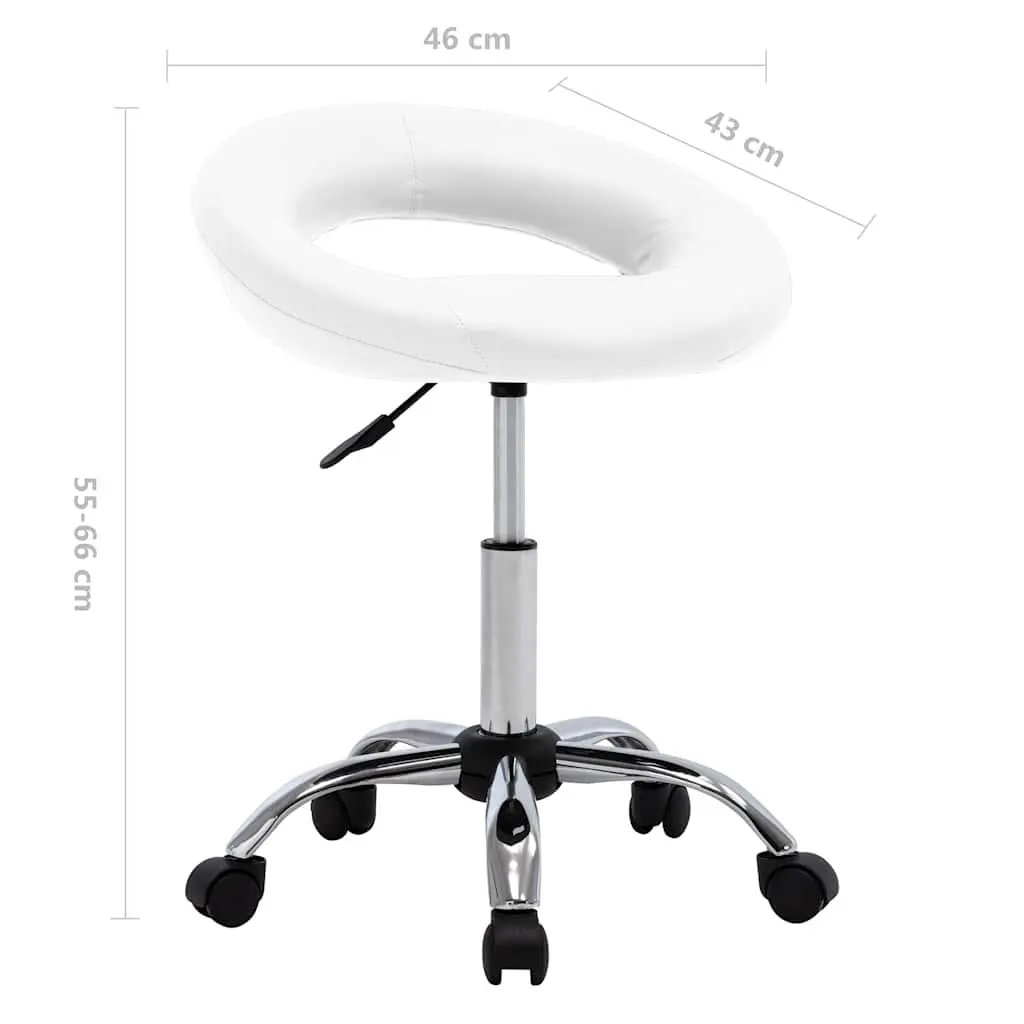 White Faux Leather Rolling Office Chair with Adjustable Height