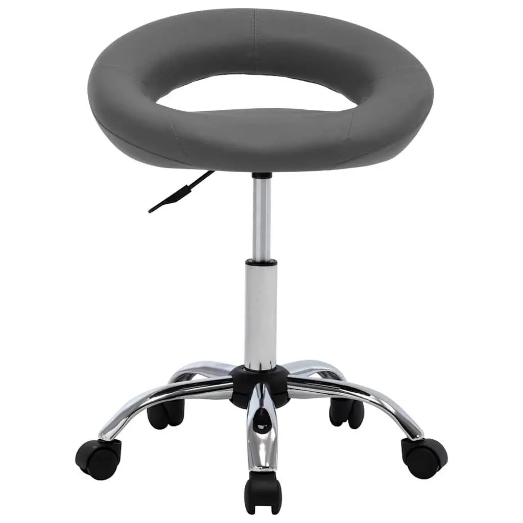 Grey Faux Leather Rolling Office Chair Adjustable Height Padded Backrest 360 Degree Swivel Wheels