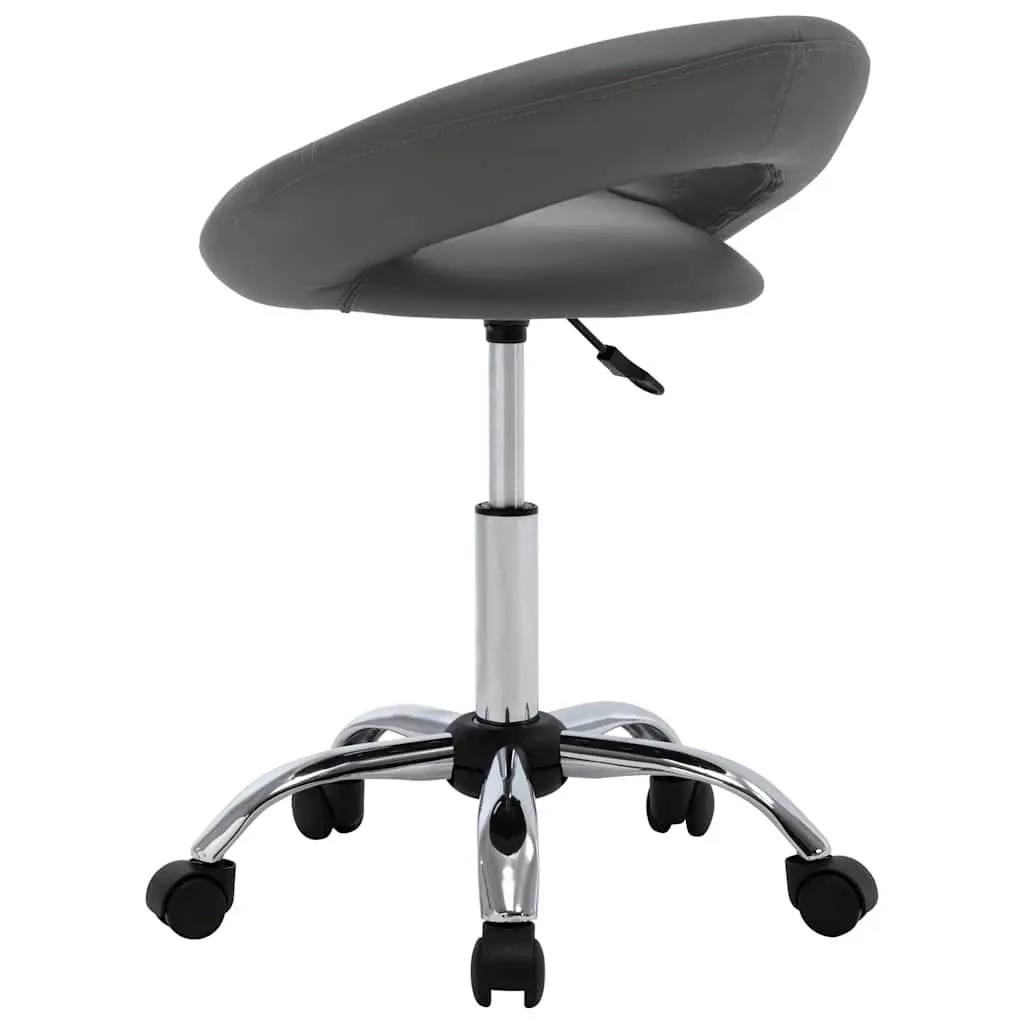 Grey Faux Leather Rolling Office Chair Adjustable Height Padded Backrest 360 Degree Swivel Wheels