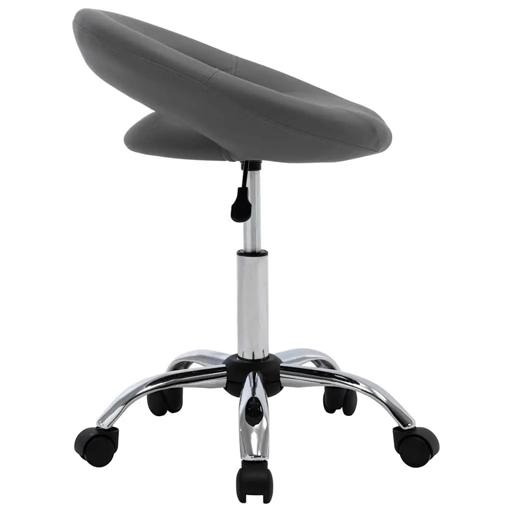Grey Faux Leather Rolling Office Chair Adjustable Height Padded Backrest 360 Degree Swivel Wheels