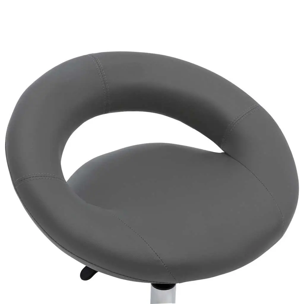 Grey Faux Leather Rolling Office Chair Adjustable Height Padded Backrest 360 Degree Swivel Wheels