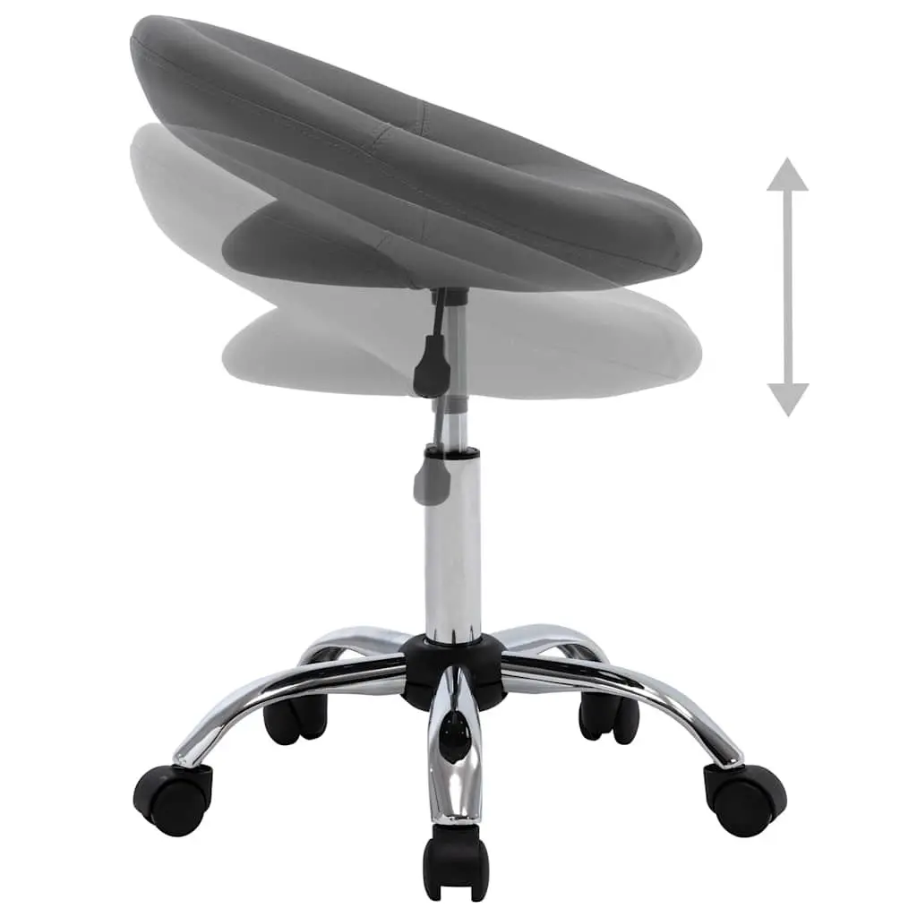 Grey Faux Leather Rolling Office Chair Adjustable Height Padded Backrest 360 Degree Swivel Wheels