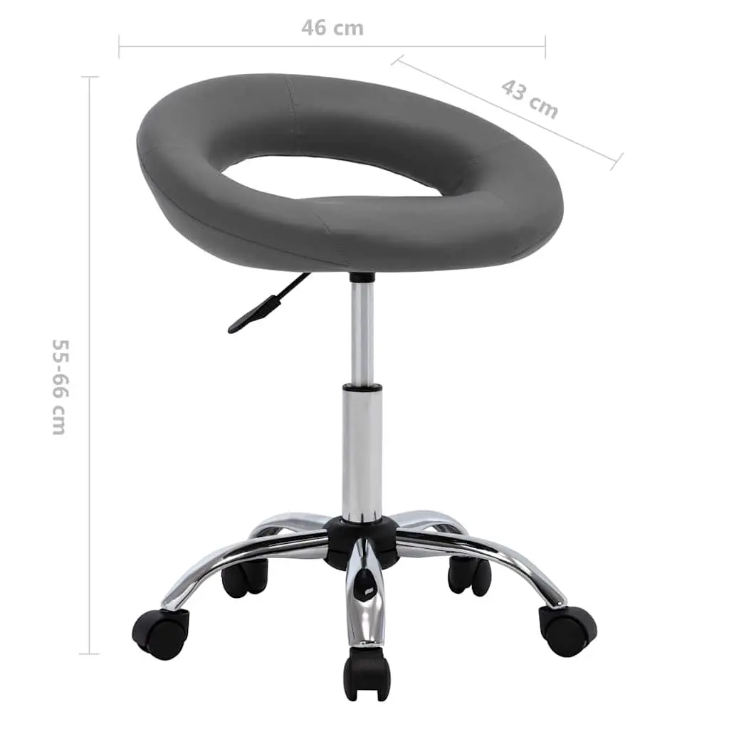 Grey Faux Leather Rolling Office Chair Adjustable Height Padded Backrest 360 Degree Swivel Wheels